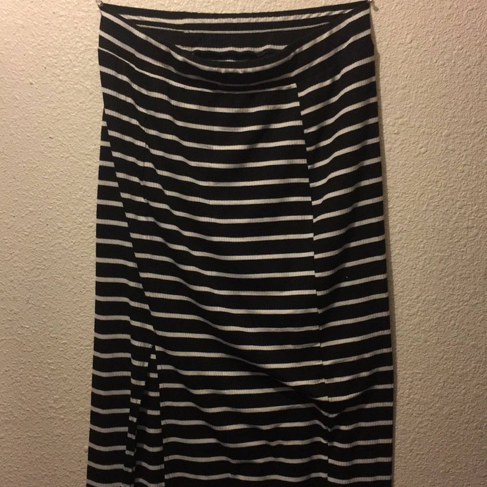 Black and white striped skirt